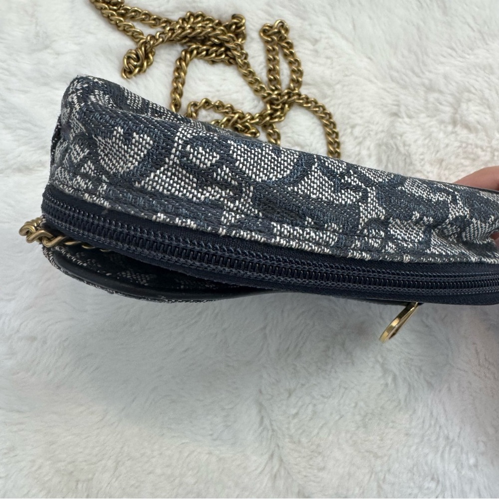 DIOR/Christian Dior CD Saddle Bag Navy Trotter Jacquard Pouch - Picture 5 of 11